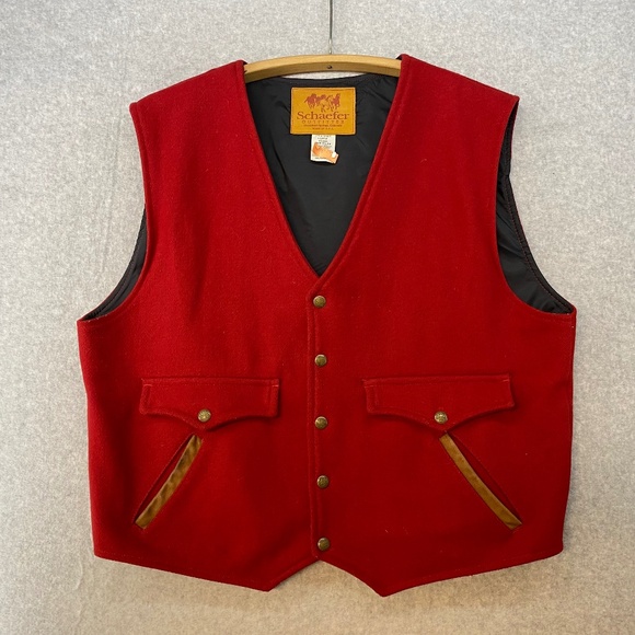 Schaefer Outfitter Size XL Vintage Red Wool Blend Western Style Vest - Picture 1 of 12